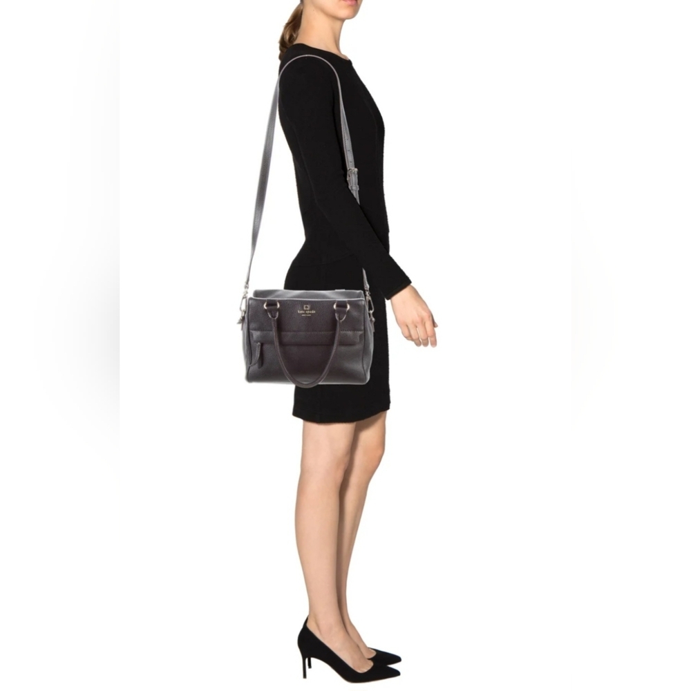 New Kate Spade New York Grant Park Hadlen Black pebble leather satchel purse - Picture 16 of 16